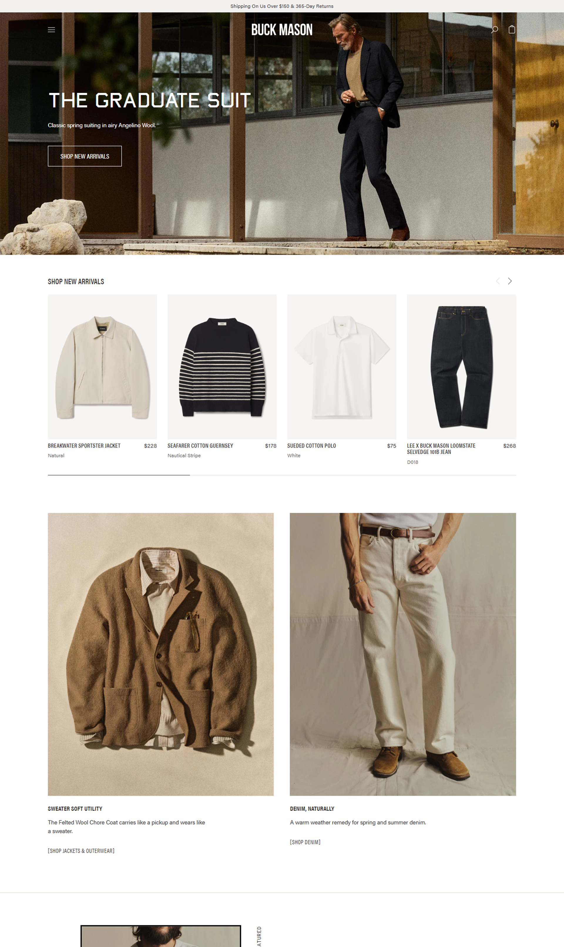 Buck Mason Ecommerce Website